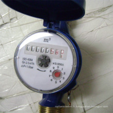 Single-Jet Vane Wheel Dry-Dial Water Meter avec laiton Boday